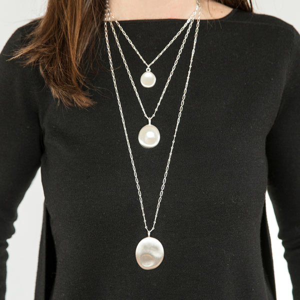 Medium Silver Worry Stone Pendant
