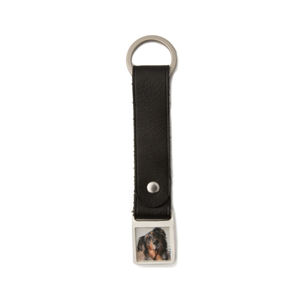 Personalized Square Keyring with Leather Strap