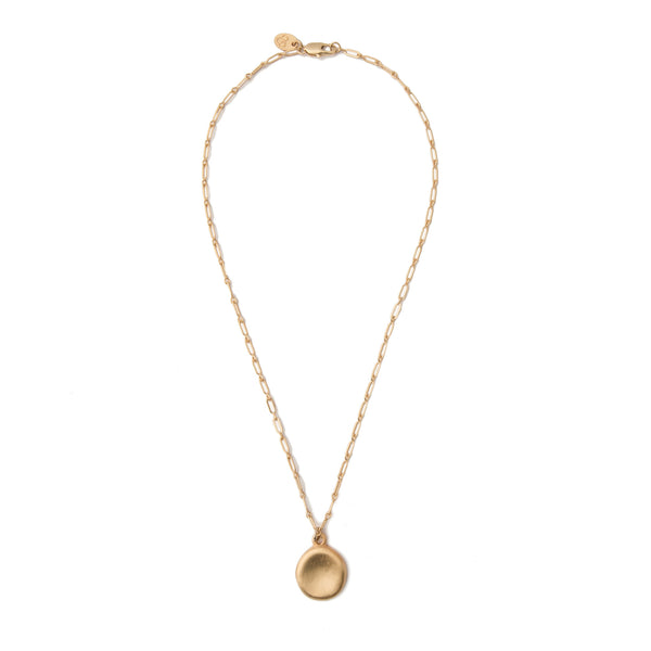 Small Gold Worry Stone Pendant