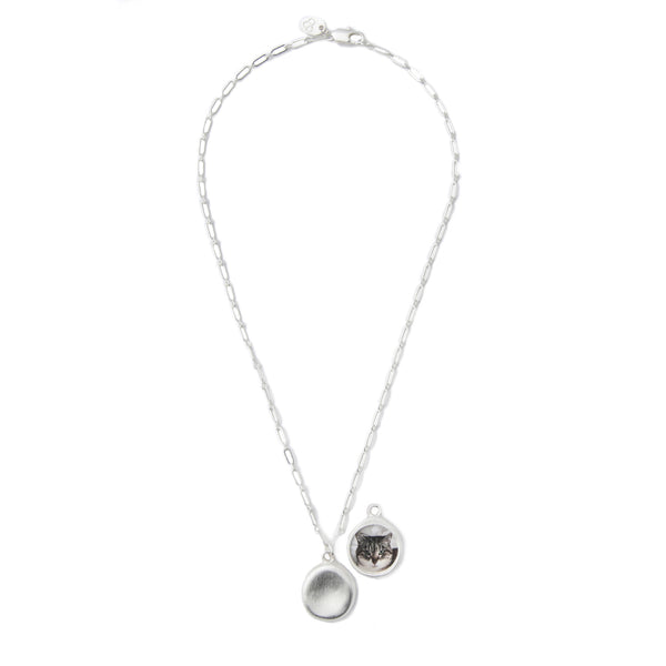 Small Silver Worry Stone Pendant