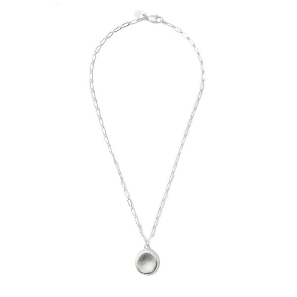 Small Silver Worry Stone Pendant