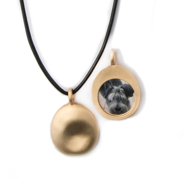 Medium Gold Worry Stone on Leather Cord