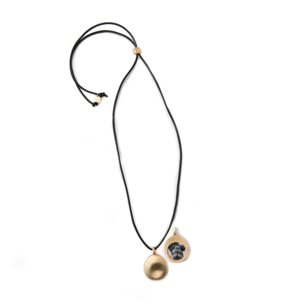 Medium Gold Worry Stone on Leather Cord