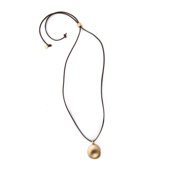 Medium Gold Worry Stone on Leather Cord