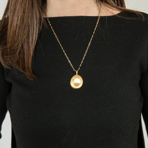 Medium Gold Worry Stone Pendant