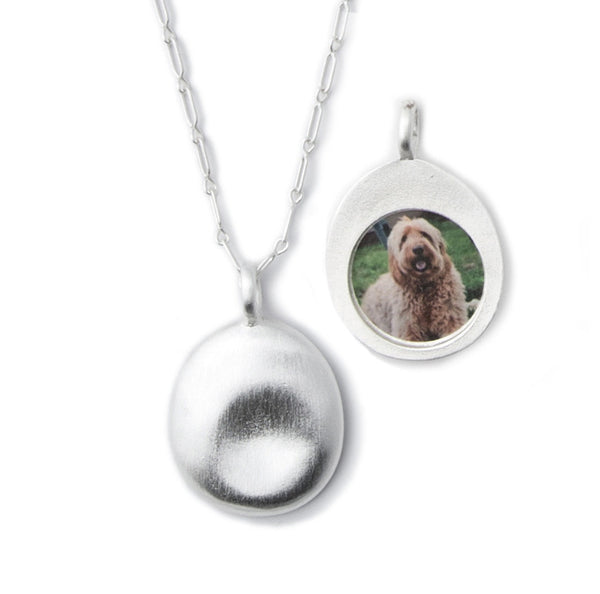 Medium Silver Worry Stone Pendant