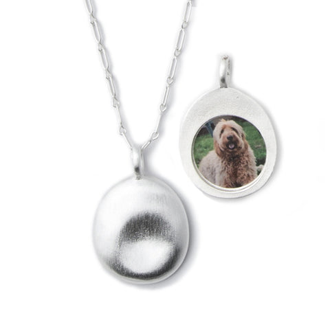 Medium Silver Worry Stone Pendant