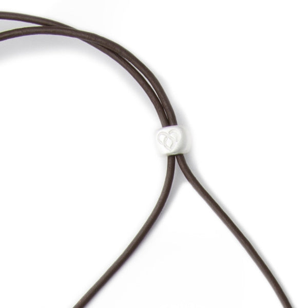 Medium Silver Worry Stone on Leather Cord