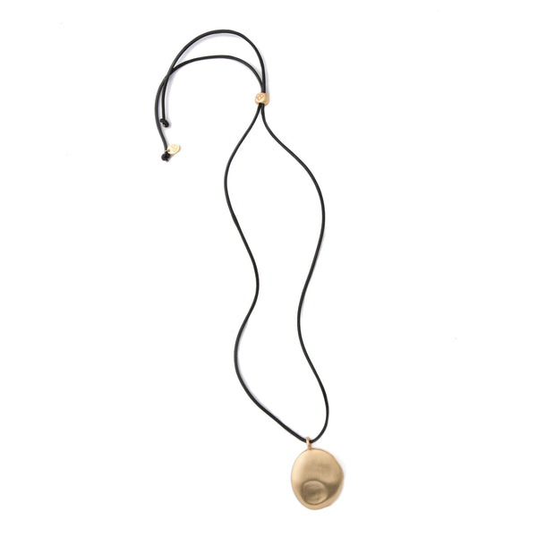 Large Gold Worry Stone on Leather Cord
