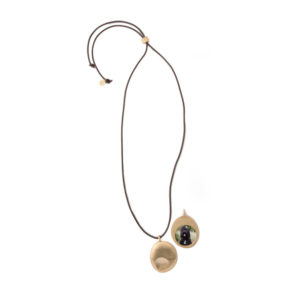 Large Gold Worry Stone on Leather Cord