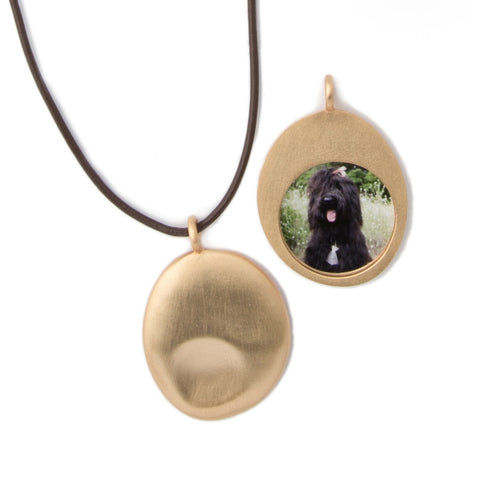 Large Gold Worry Stone on Leather Cord