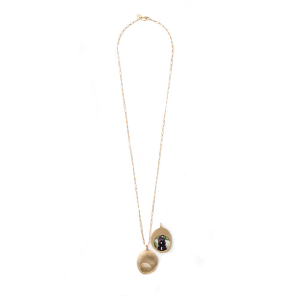 Large Gold Worry Stone Pendant