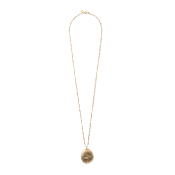 Large Gold Worry Stone Pendant