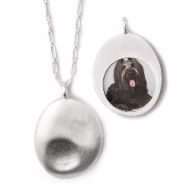 Large Silver Worry Stone Pendant