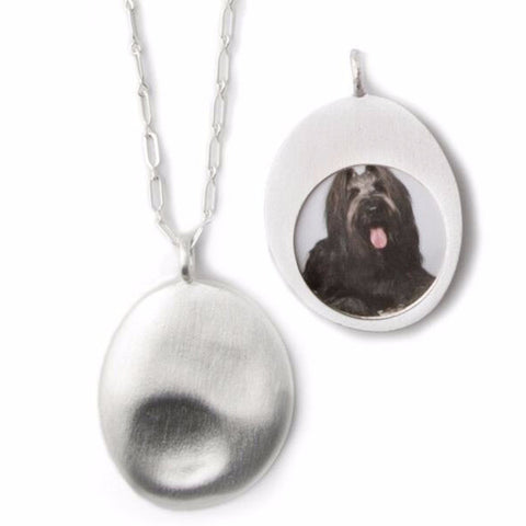 Large Silver Worry Stone Pendant