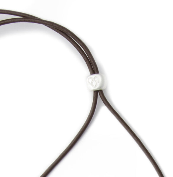 Large Silver Worry Stone on Leather Cord