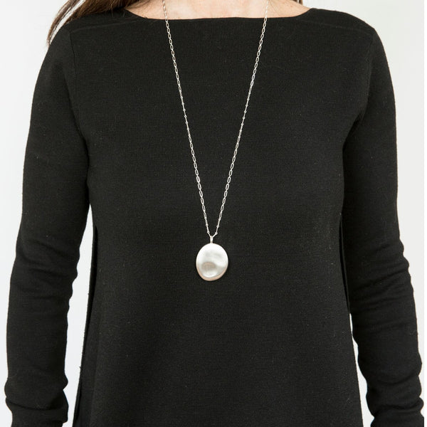 Large Silver Worry Stone Pendant