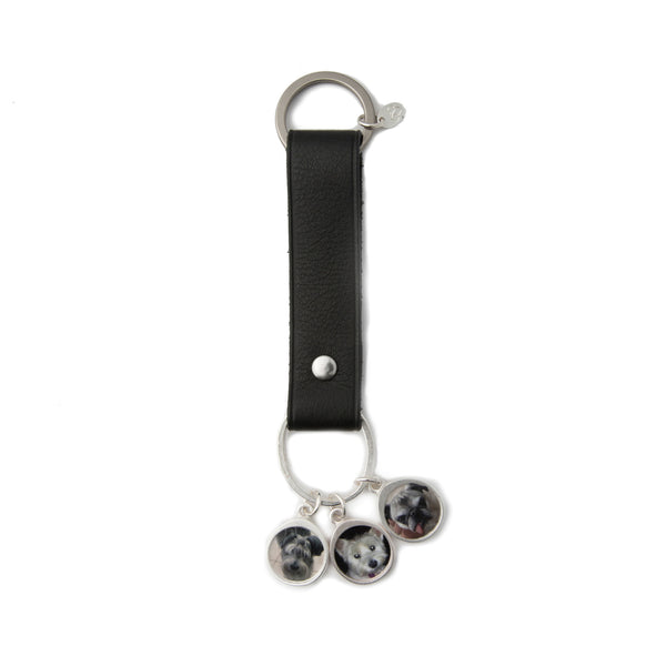 Multi Pet Charm Keyring on Leather Strap
